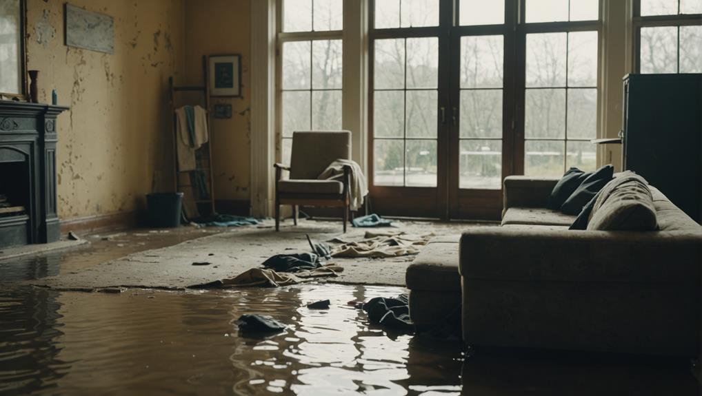Professional mold remediation services showing water damage restoration work in progress